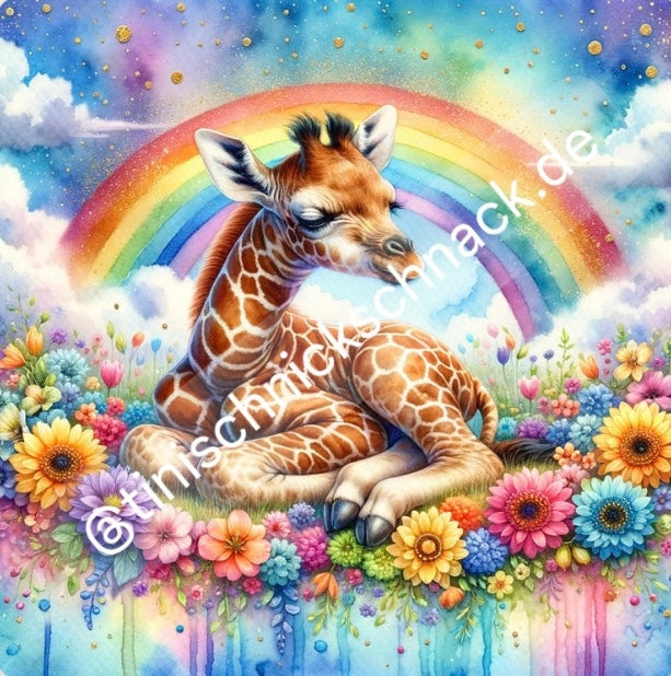 Diamond Painting Bild "Giraffe-Mimi" von AI-Artist Sandrietta_ai 50x50cm (inkl. Candy Stones)