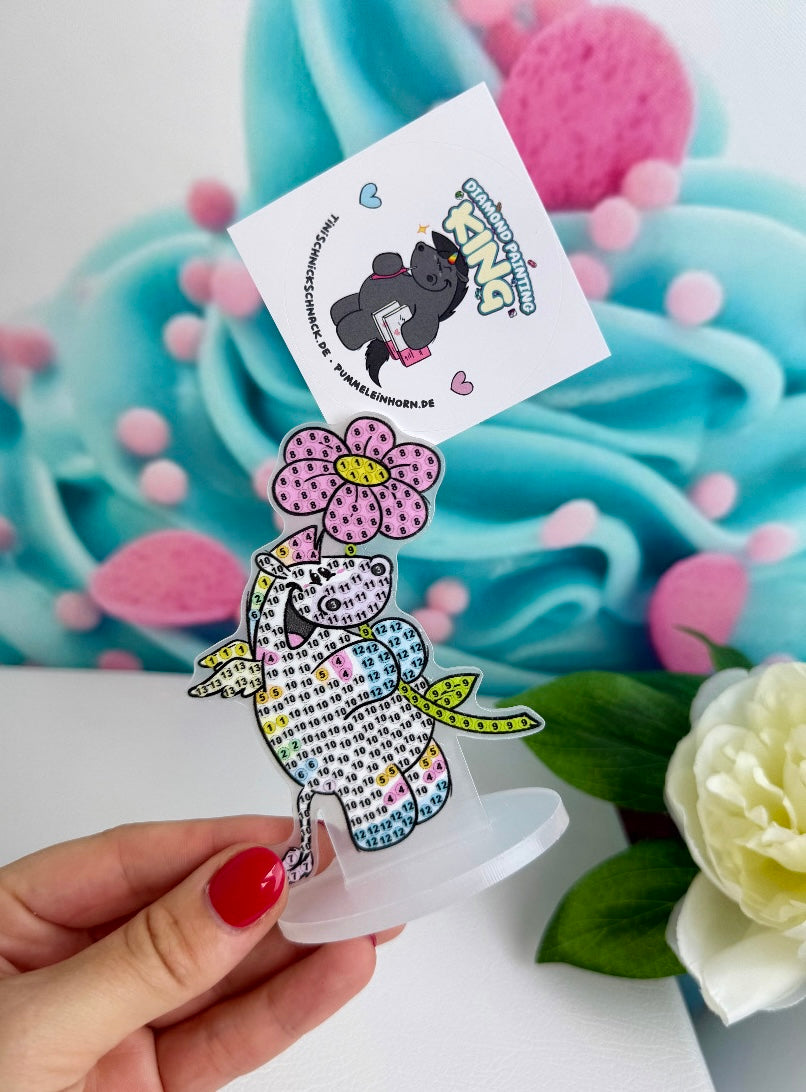 Diamond Painting Pummeleinhorn Fotohalter / Tischaufsteller "Zebrasus" 8x10cm (FH246)