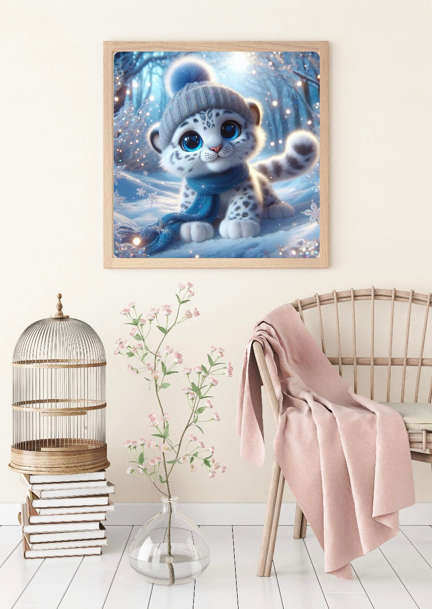 Diamond Painting Bild Babyleopard "Tinka" von AI-Artist Lexxy.ai 50x50cm (inkl. Feenstaub) TSS-616
