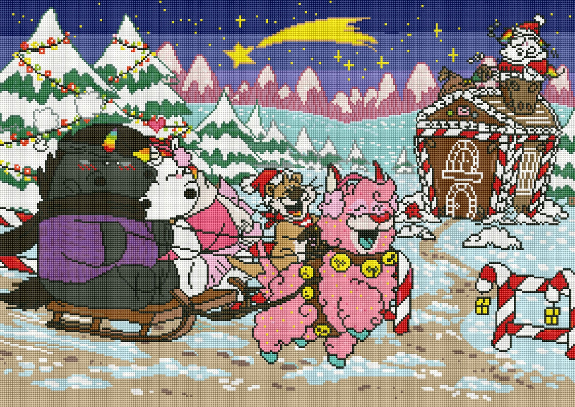 Diamond Painting Bild "Sterne, Schnee & Zuckerstangen" von Pummeleinhorn 50x70cm (inkl. Feenstaub) TSS-683