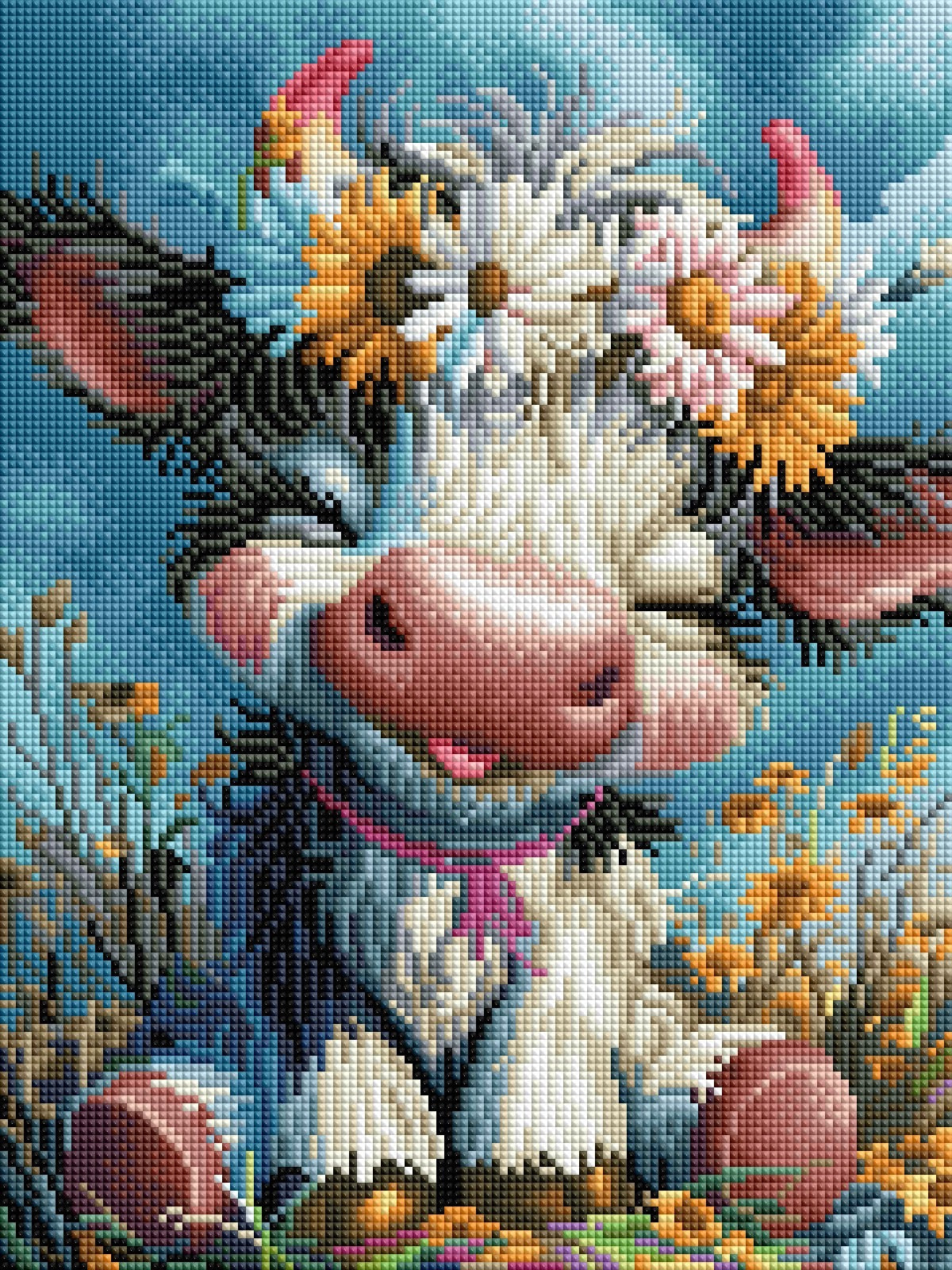 Diamond Painting Bild "Kälbchen Nina" von AI-Artist Sandrietta_ai (inkl. Feenstaub) 30x40cm TSS-740