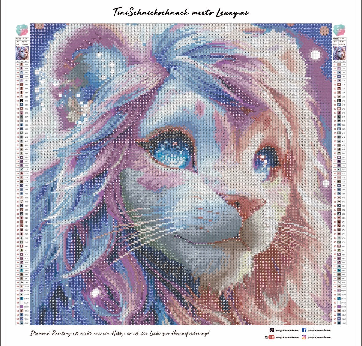 Diamond Painting Bild "Löwe Lou" von AI-Artist Lexxy.ai (inkl. Feenstaub) 50x50cm TSS-728