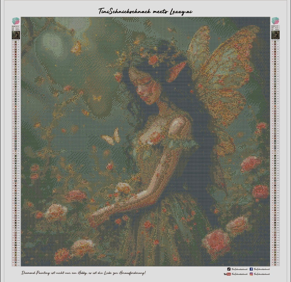 Diamond Painting Bild "Einsame Fee im Dornenhain" von AI-Artist Lexxy.ai 60x60cm (inkl. Feenstaub) TSS-795