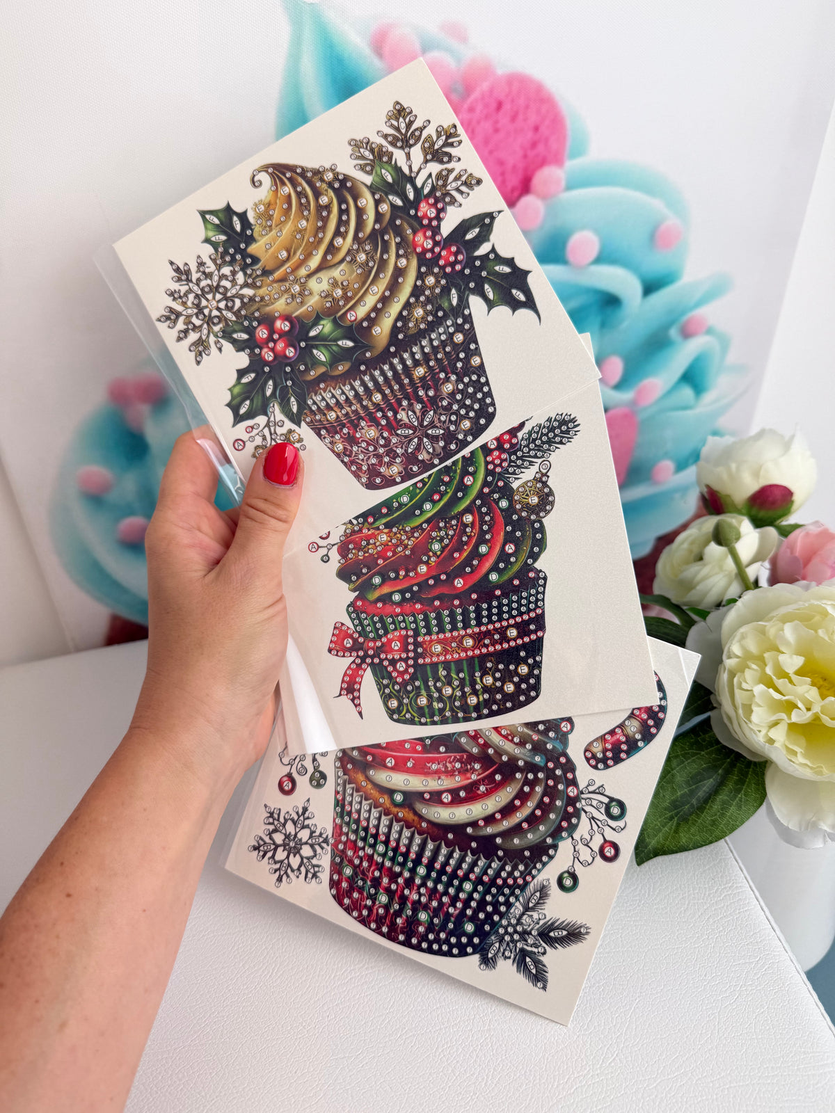 Diamond Painting XMAS Grußkarten "Xmas Cupcakes" (K056)