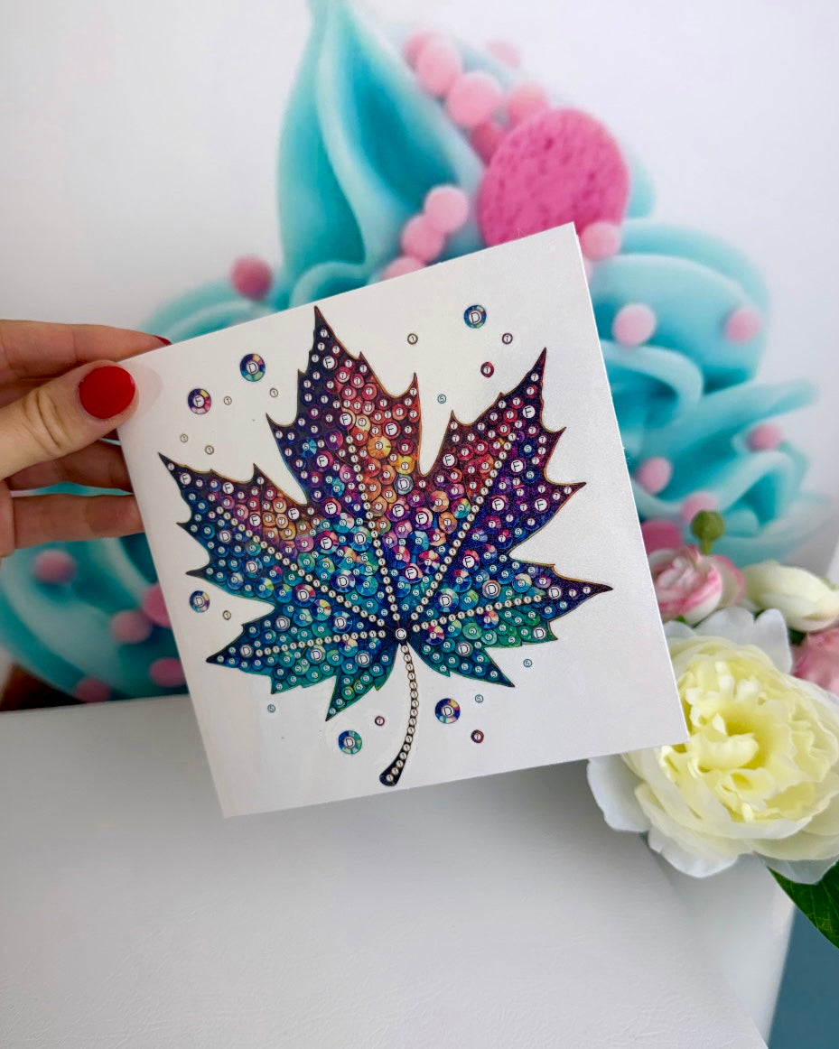 Diamond Painting "Herbstblatt" Grußkarten 6er Set (K57)