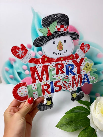 Diamond Painting XMAS Anhänger "Snowman - Merry Christmas"  Anhänger (AH803)