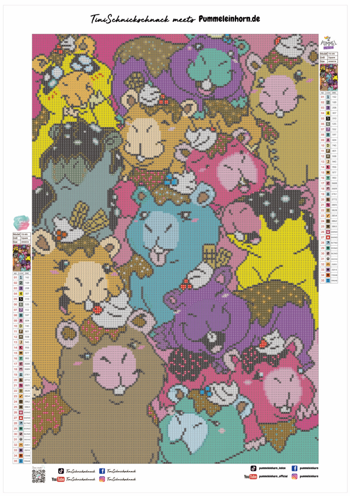 Diamond Painting Bild "Wimmelbild Capybara" von Pummeleinhorn 40x60cm (inkl. Feenstaub) TSS-685