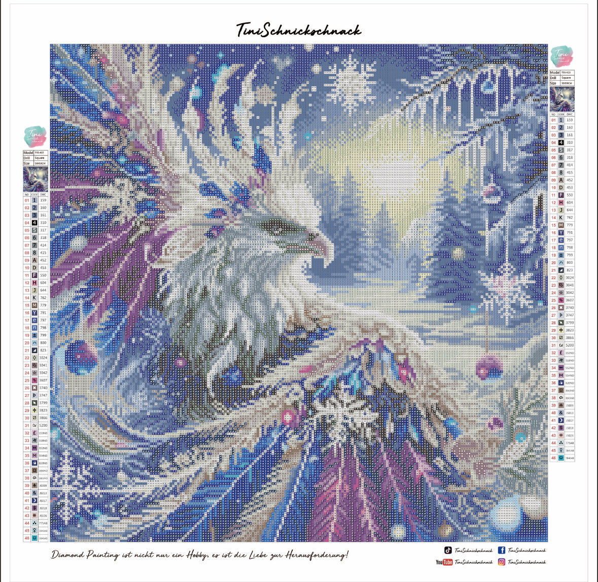 Diamond Painting Bild "Schneeadler" von TiniSchnickschnack 50x50cm (inkl. Feenstaub) TSS-615