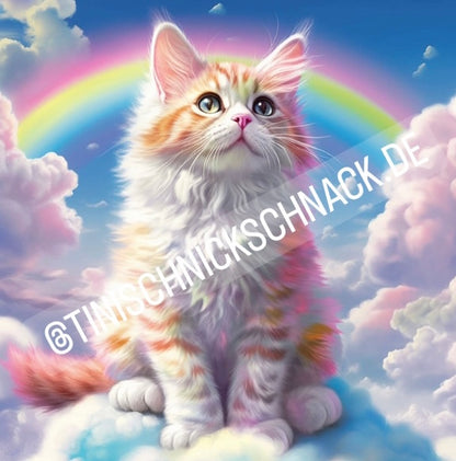 Diamond Painting Bild "Rainbow-Kitty" von AI-Artist Sandrietta_ai 50x50cm