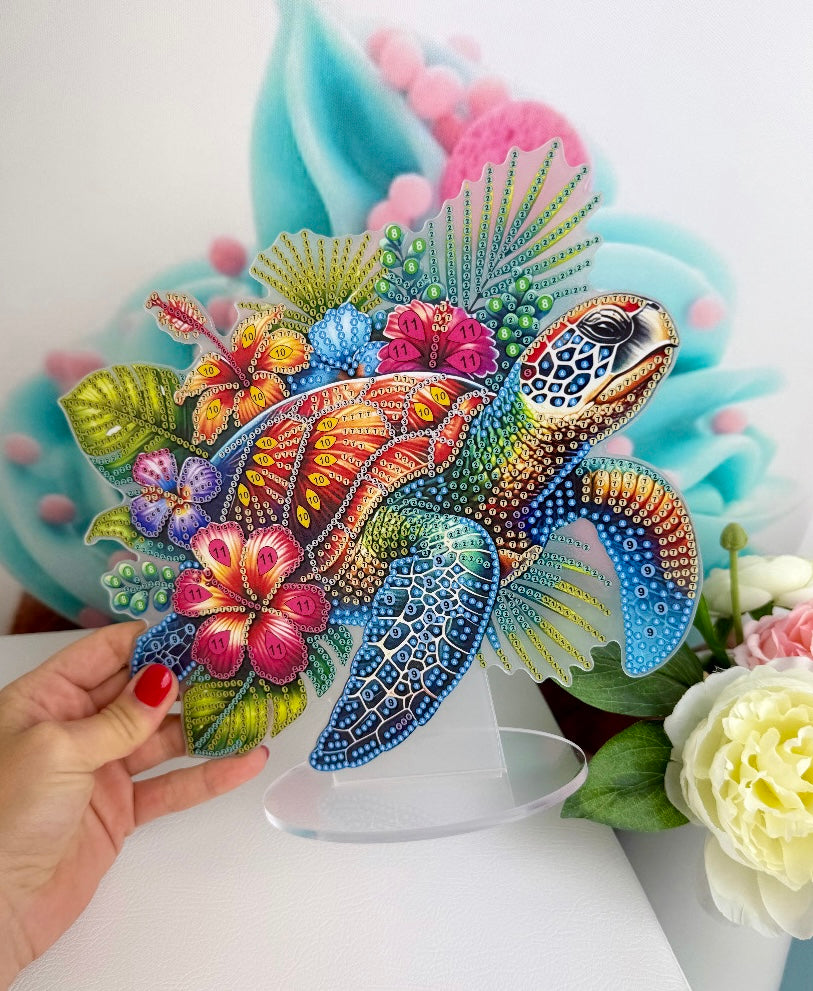 Diamond Painting Aufsteller "Flower-Turtle" 22x24cm (1208)