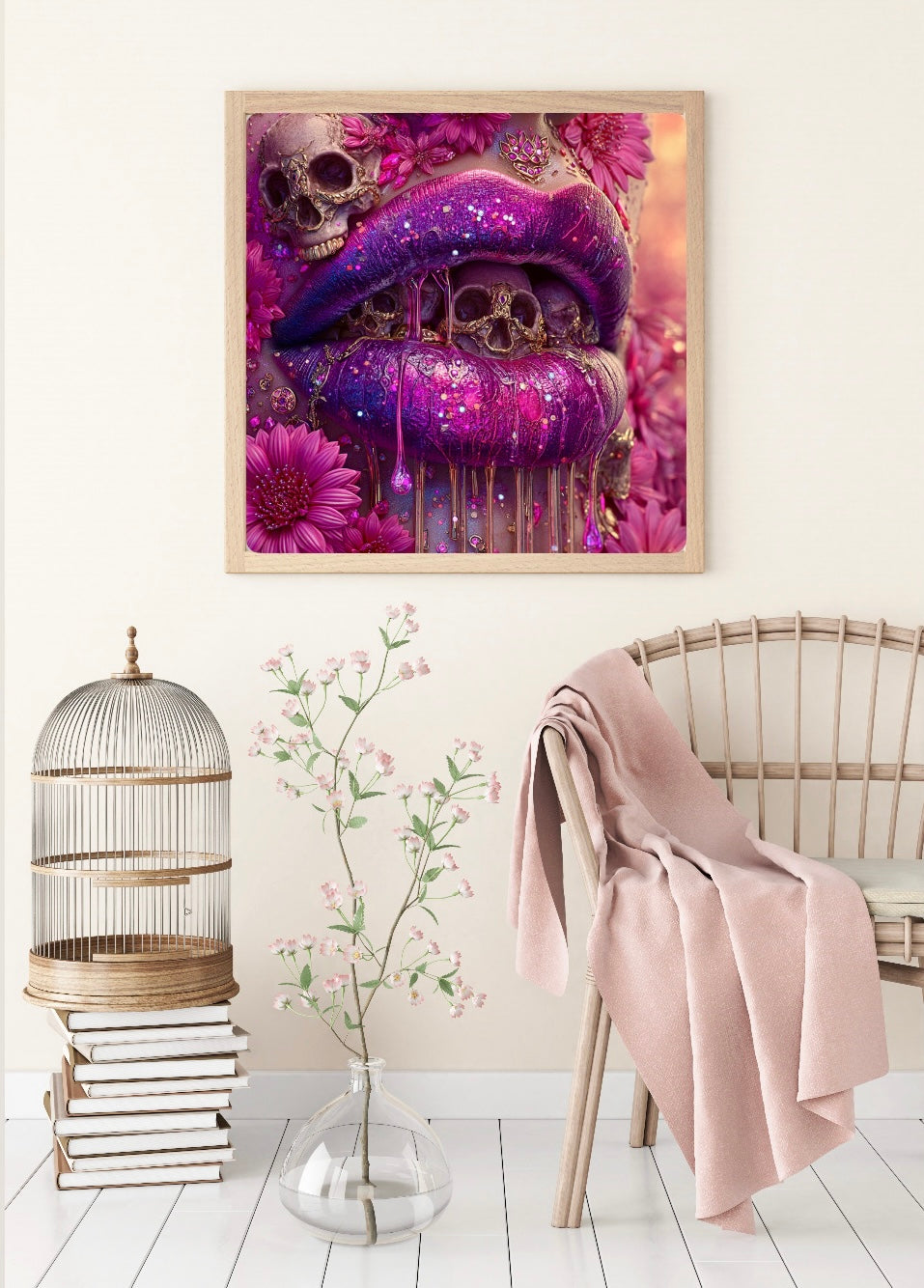 Diamond Painting Bild "Glossy Lips" von AI-Artist Sandrietta_ai 60x60cm (inkl. Feenstaub) TSS-711