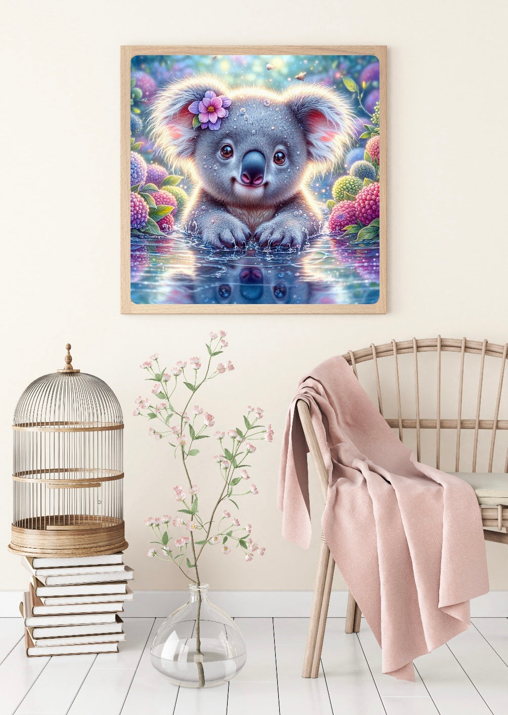 Diamond Painting Bild Koala "Berry" von AI-Artist Sandrietta_ai (inkl. Feenstaub) 80x80cm TSS-661