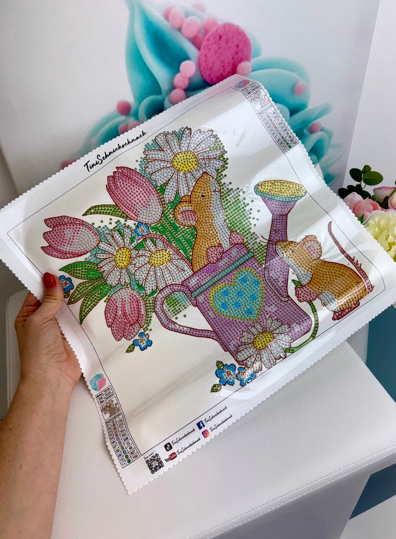 Diamond Painting Bild: "Blumengrüße" 30x30cm (Teilbild)