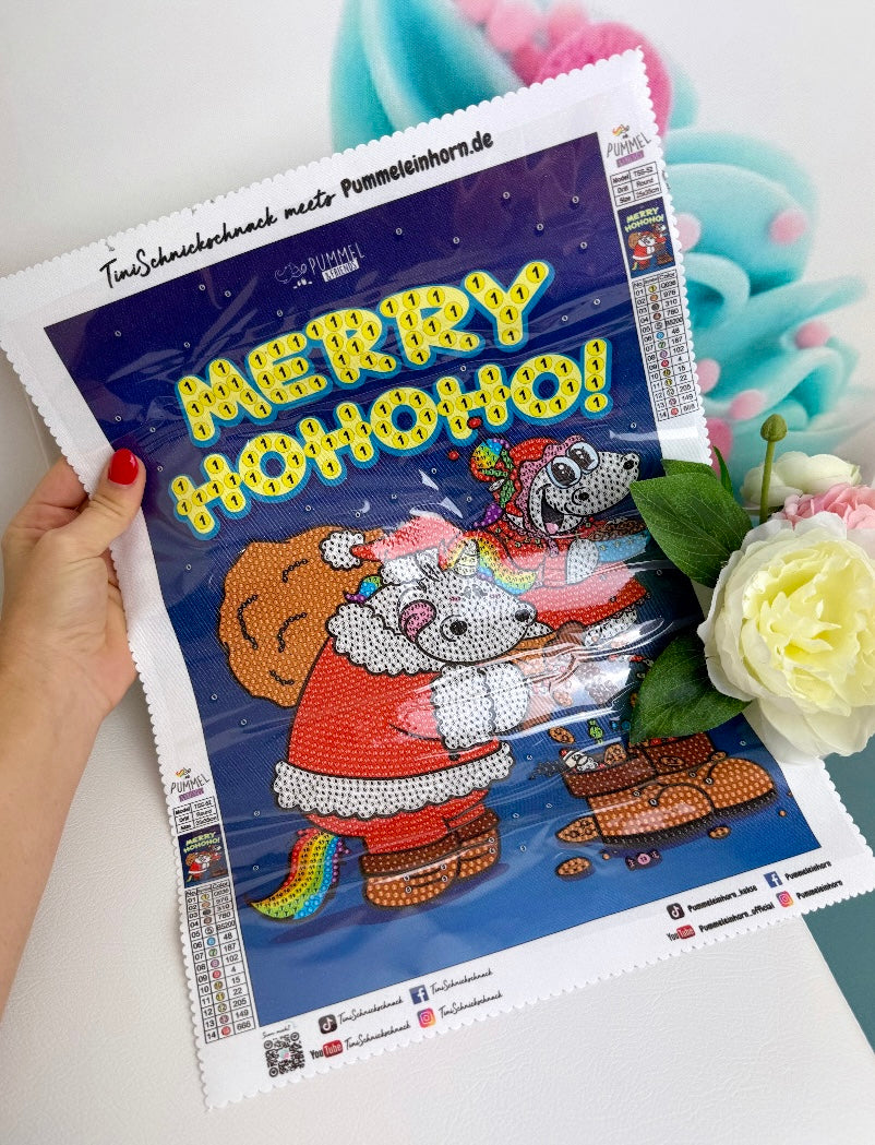 Diamond Painting Pummeleinhorn Bild: "Merry HoHoHo" 25x35cm (Teilbild)