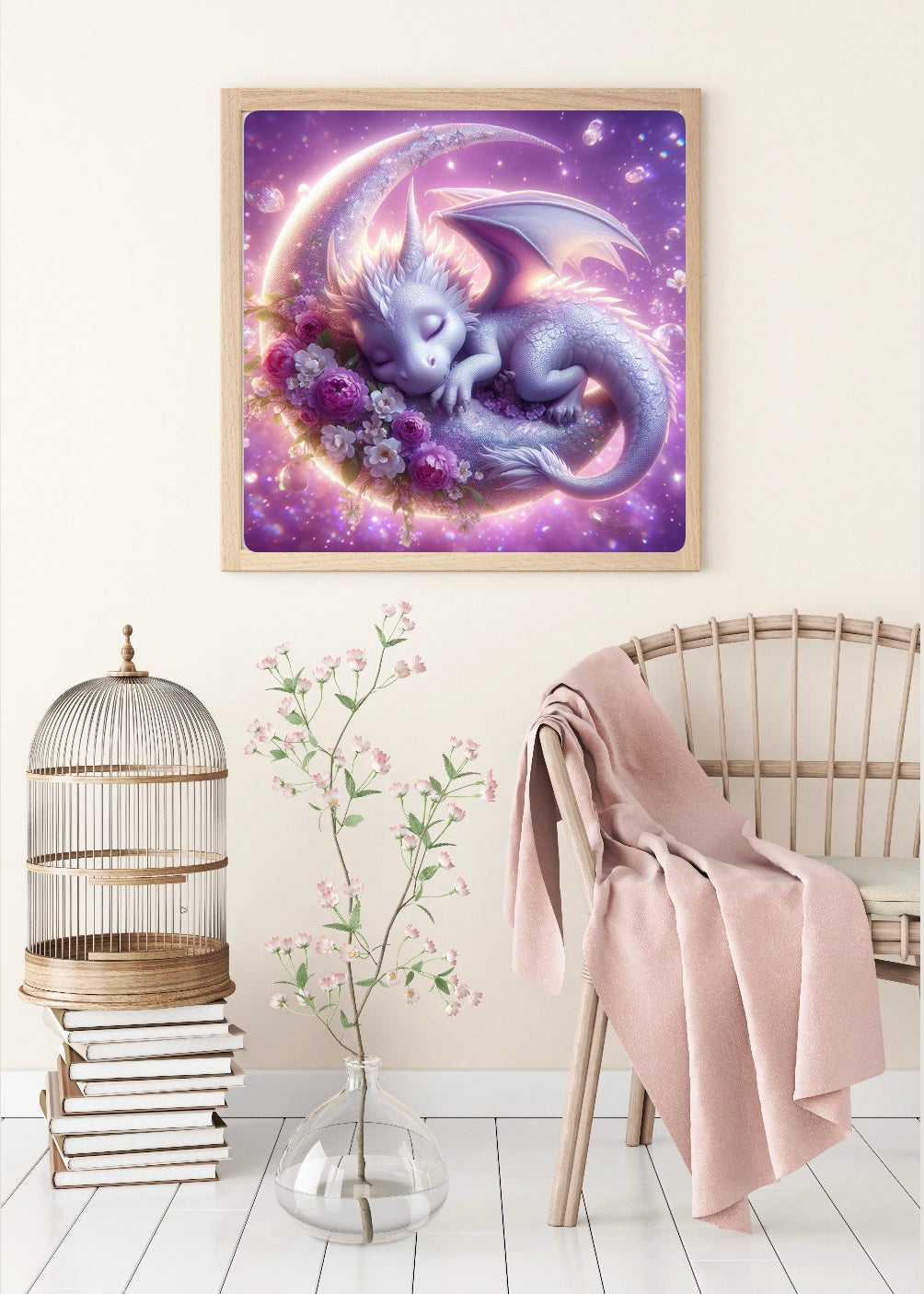 Diamond Painting Bild Drachenkind „Lumi" von AI-Artist Lexxy.ai 50x50cm (inkl. Fairy Dust) TSS-562