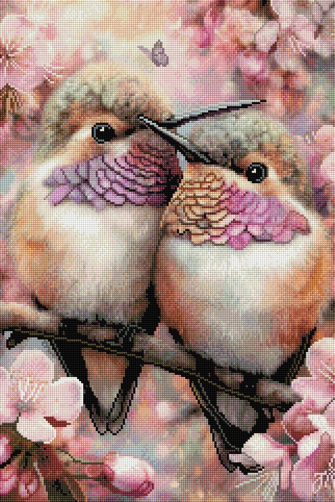 Diamond Painting Bild "Love Birds" von AI-Artist CleoDora (inkl. Feenstaub) 40x60cm TSS-914