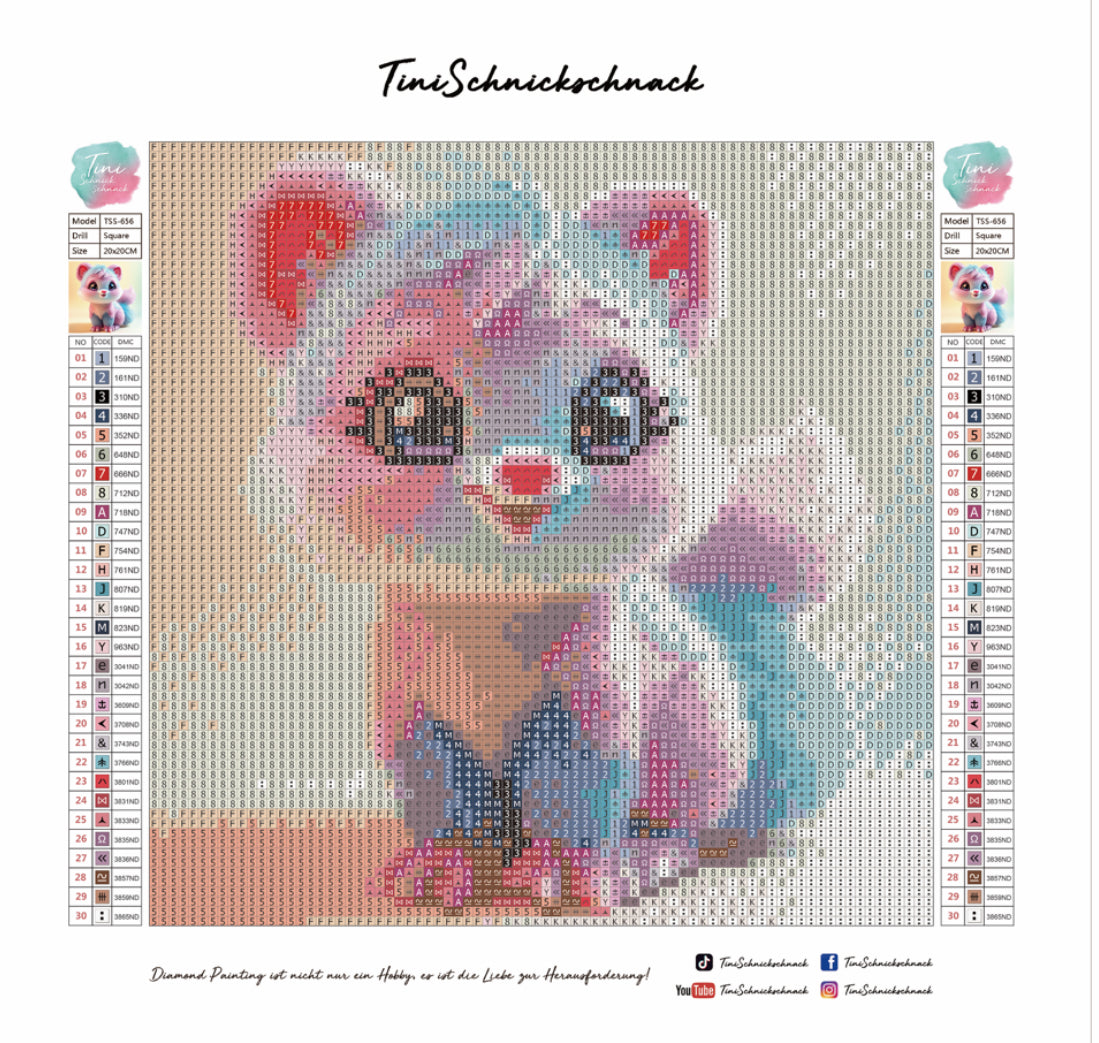 Diamond Painting Mini-Bild Samtpfötchen "Bella"  von TiniSchnickschnack 20x20cm (Feenstaub Special) TSS-656
