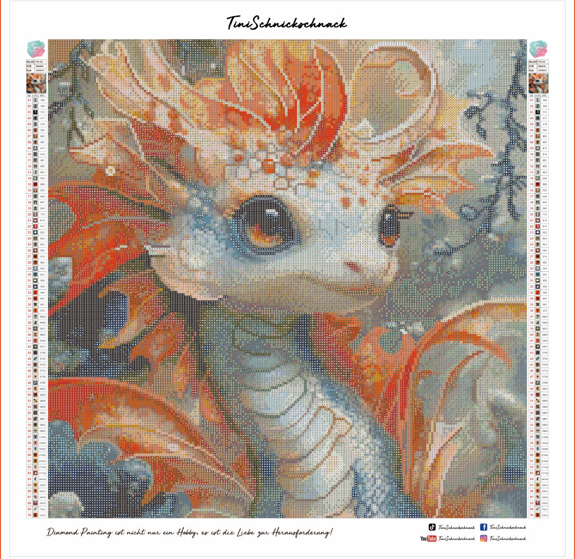 Diamond Painting Bild "Drache Elion - Die sanfte Glut" von Lisa Morgan 50x50cm (inkl. Feenstaub) TSS-633