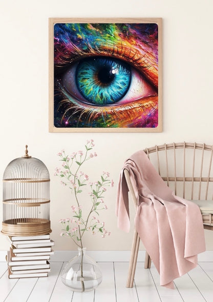 Diamond Painting Bild "Regenbogen-Auge" von AI-Artist Sandrietta 50x50cm