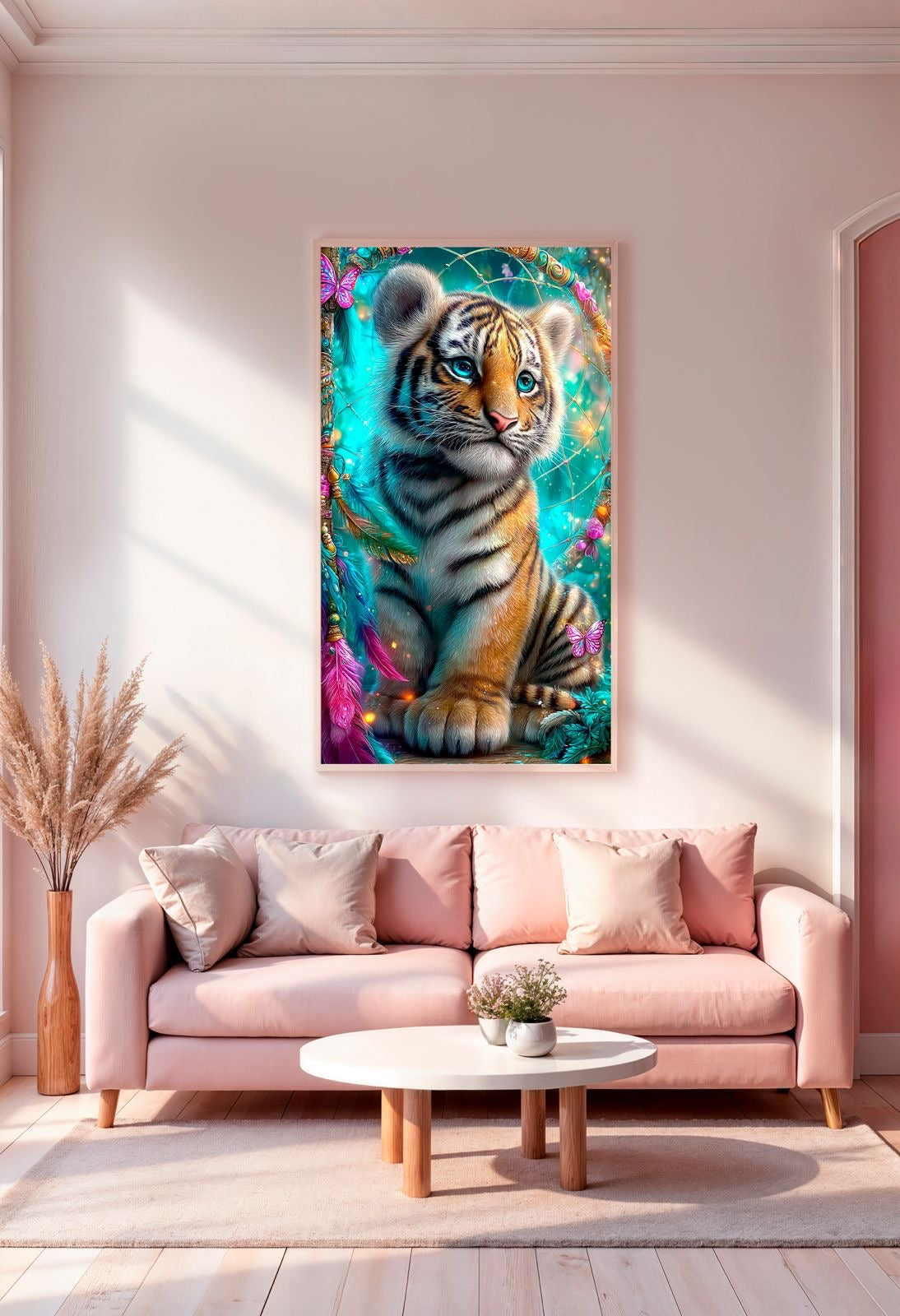 Diamond Painting XXXL Bild "Sanftes Tigerpfötchen" von AI-Artist Elly_a.i (inkl. Feenstaub) 110x196cm TSS-904