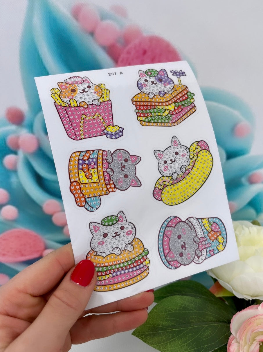 Diamond Painting Sticker Set "Kawaii-Kittys" 12 Stück (ST)