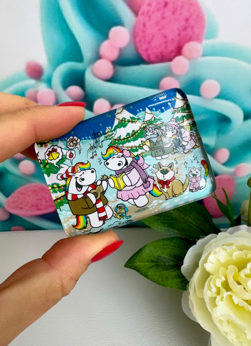 Diamond Painting Cover Minder Pummeleinhorn "Pummels fröhliche Wintermelodie" (CM)