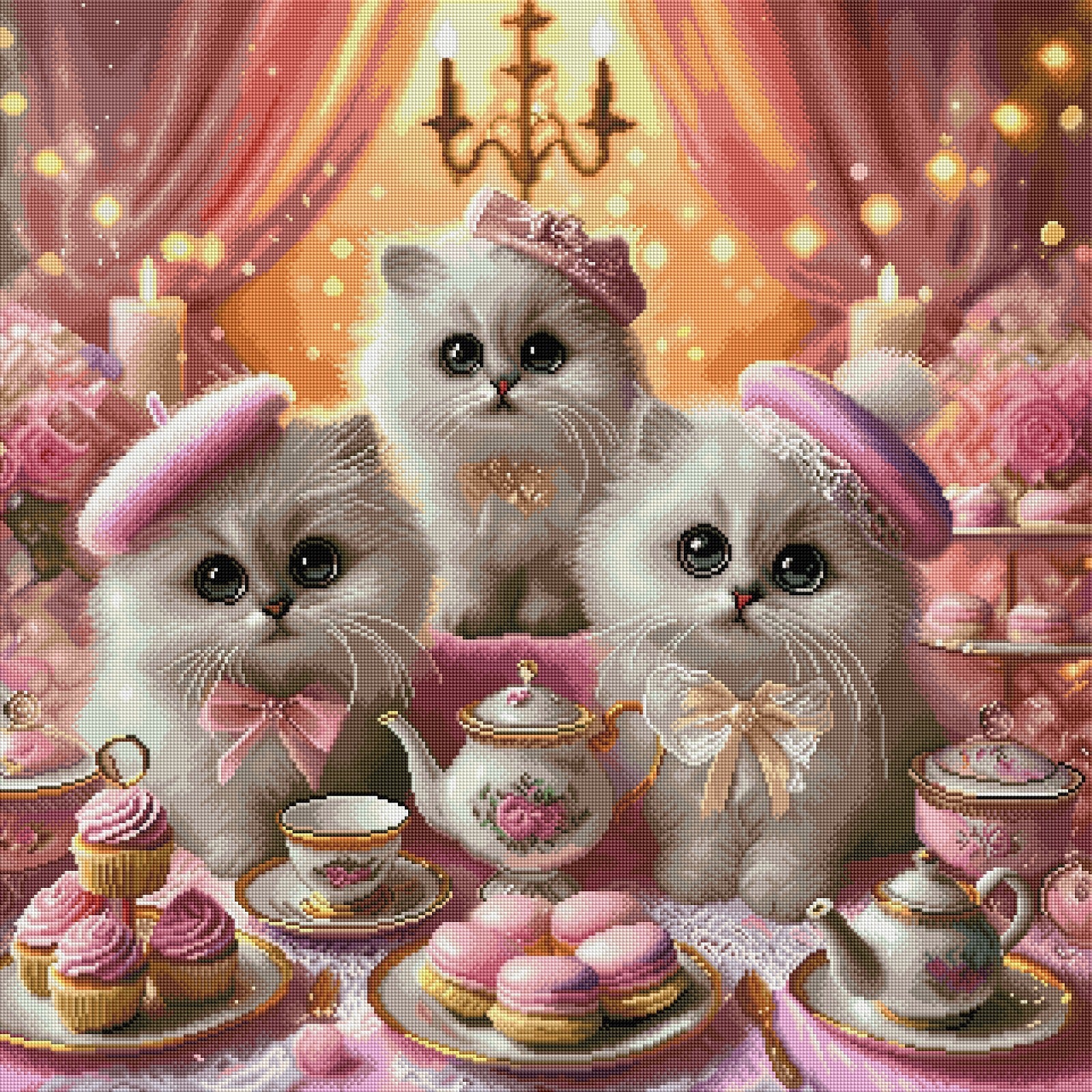 Diamond Painting Bild "Cats in Paris" von TiniSchnickschnack 80x80cm (inkl. Strass & Candy Stones) TSS-699