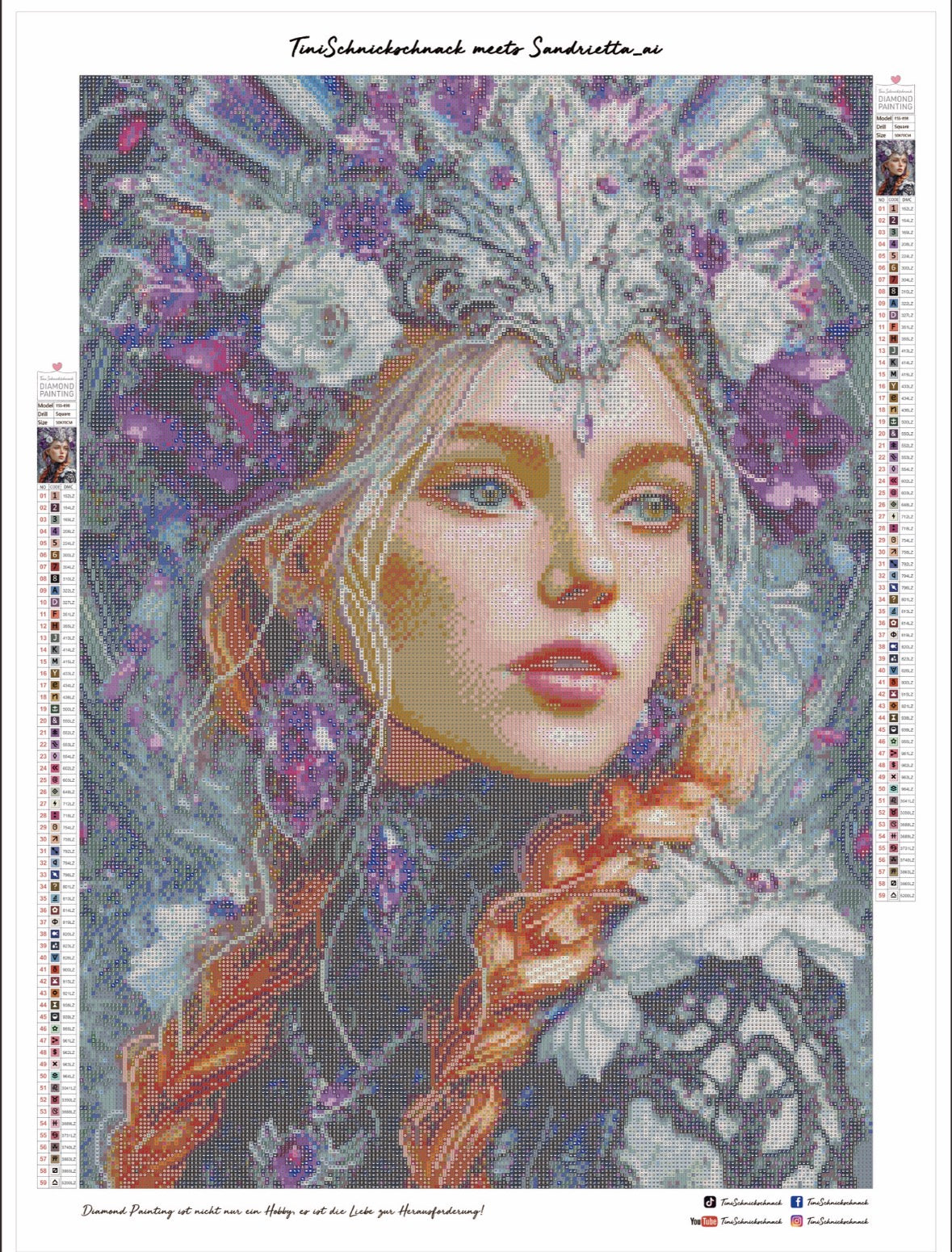 Diamond Painting Bild "Amaras Krönung" von AI-Artist Sandrietta_ai (Full Strass) 50x70cm TSS-898