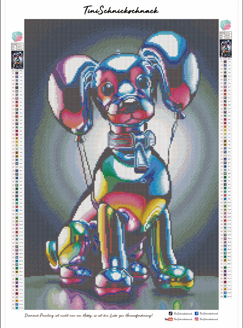 Diamond Painting Bild "Ballonhund" 40x60cm (inkl. Metallic Farben)