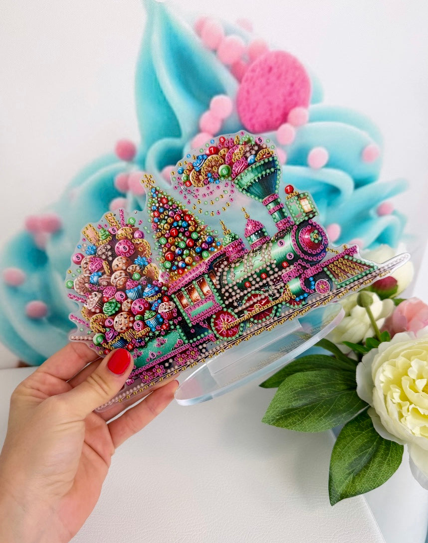 Diamond Painting XMAS Aufsteller "Candy-Lokomotive" 14x24cm (AH912)