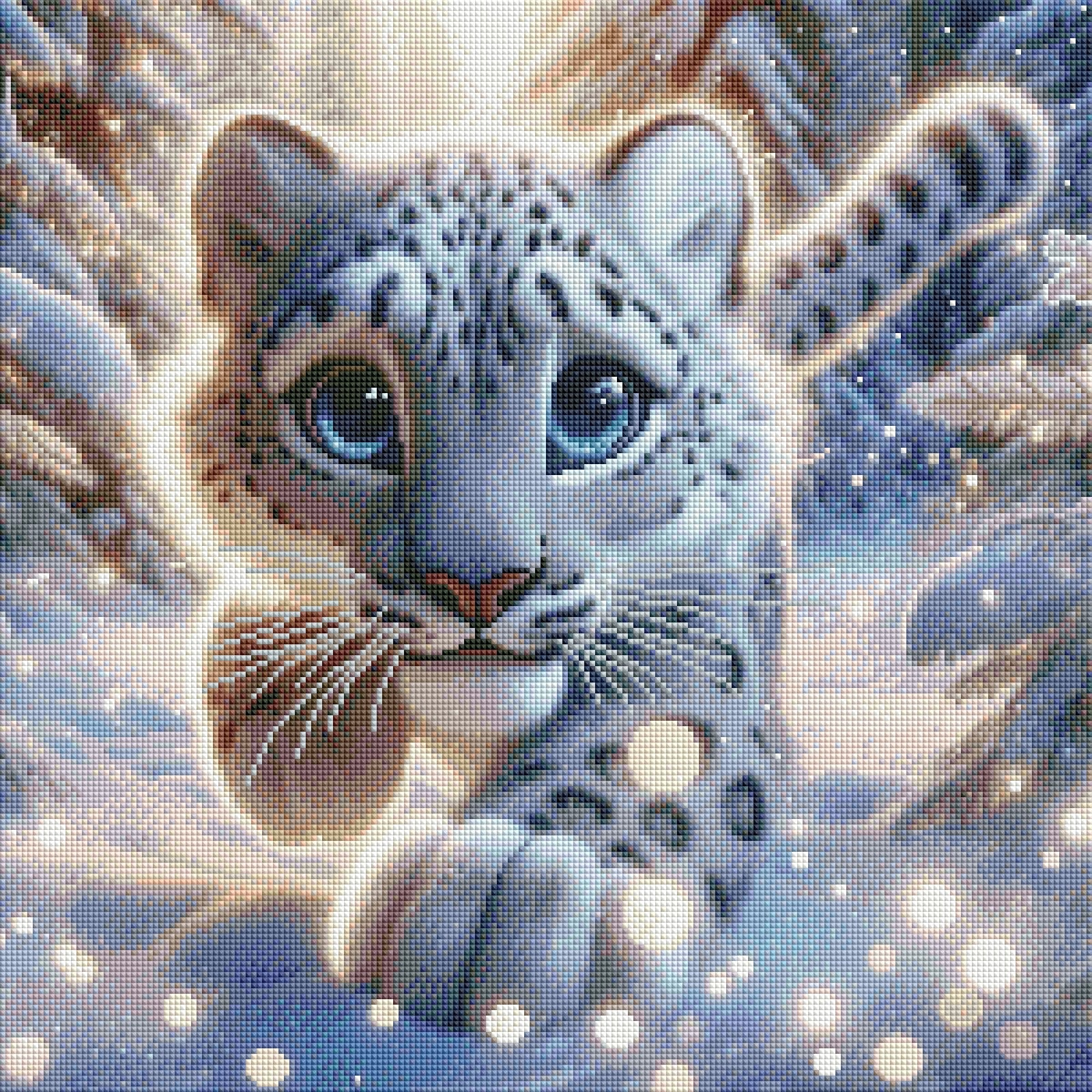 Diamond Painting Bild Schneeleopard "Shiran" von AI-Artist Lexxy.ai 50x50cm (inkl. Feenstaub) TSS-617