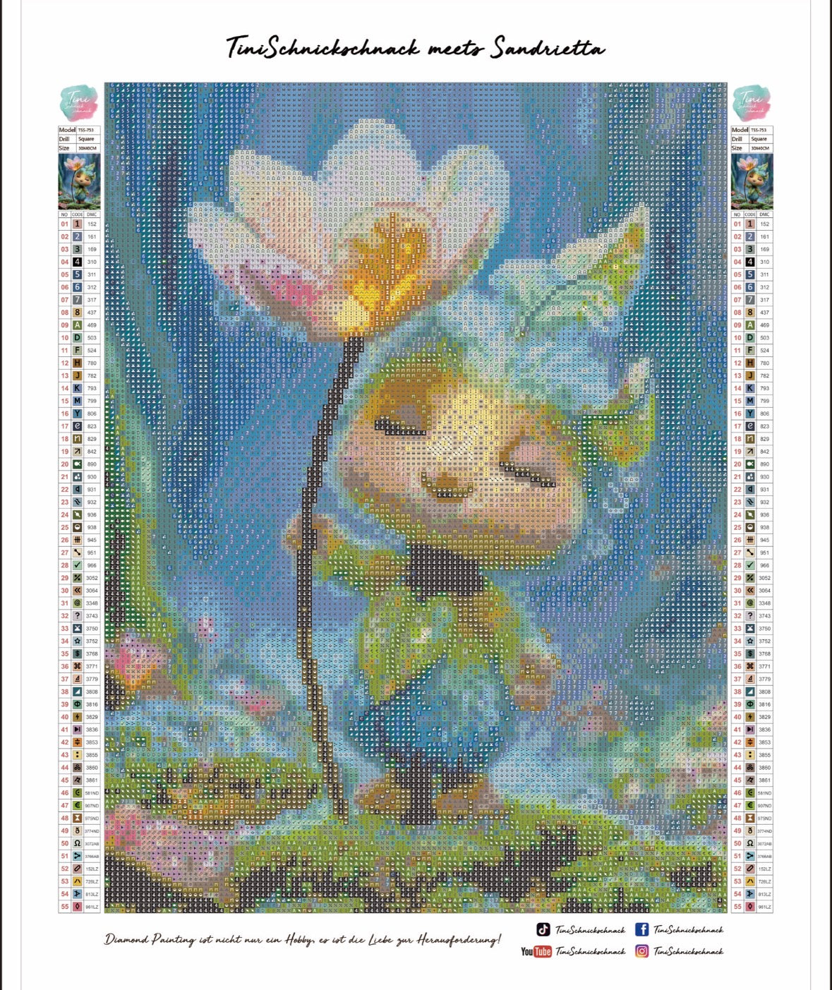 Diamond Painting Bild "Blümli" von AI-Artist Sandrietta_ai (inkl. Feenstaub) 30x40cm TSS-753