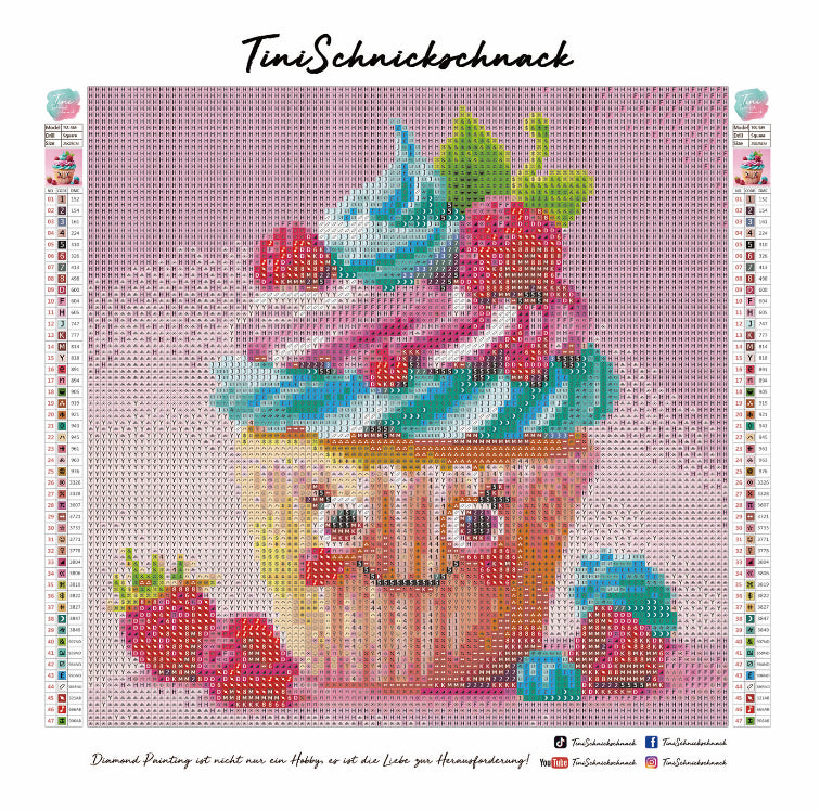 Diamond Painting TiniSchnickschnack Bild "Himbeer-Muffin" 25x25cm (inkl. Fairy Dust) TSS-389