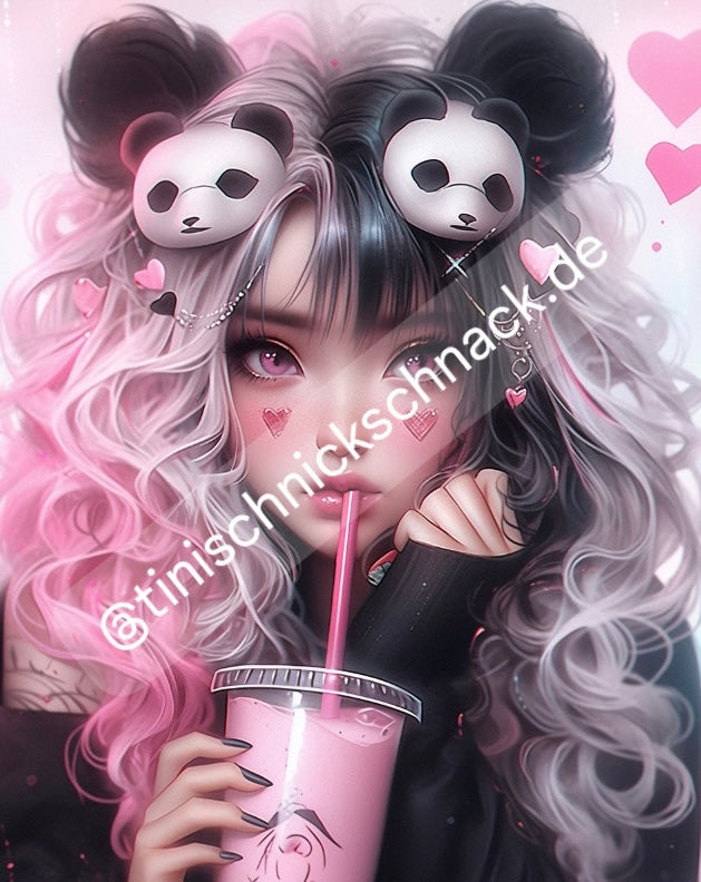 Diamond Painting Bild Bubble-Tea Girl "Pixi" von AI-Artist Bex.ai 40x50cm (inkl. AB)