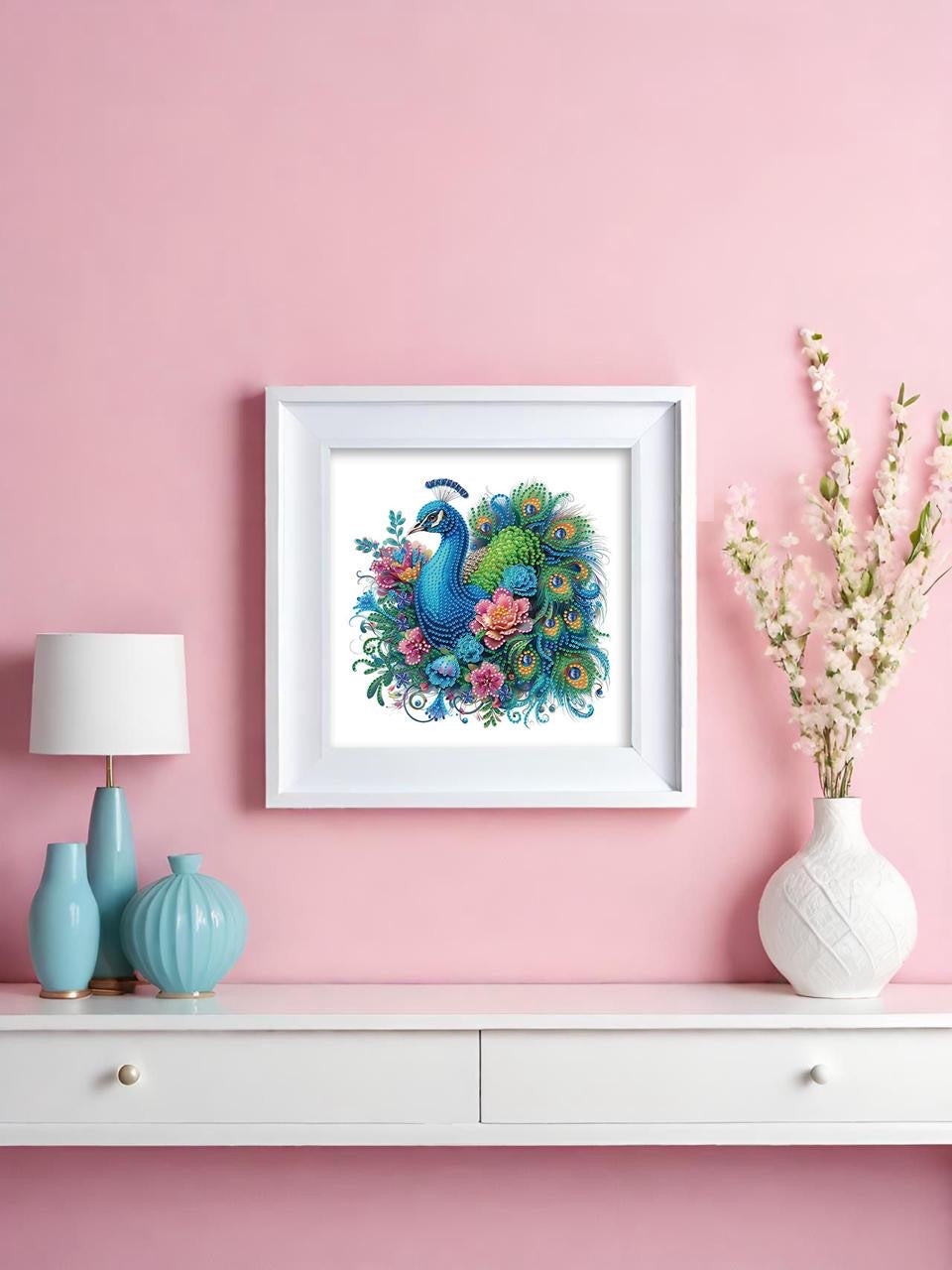 Diamond Painting Bild "Pfau" Teilbild 25x25cm (TB12)