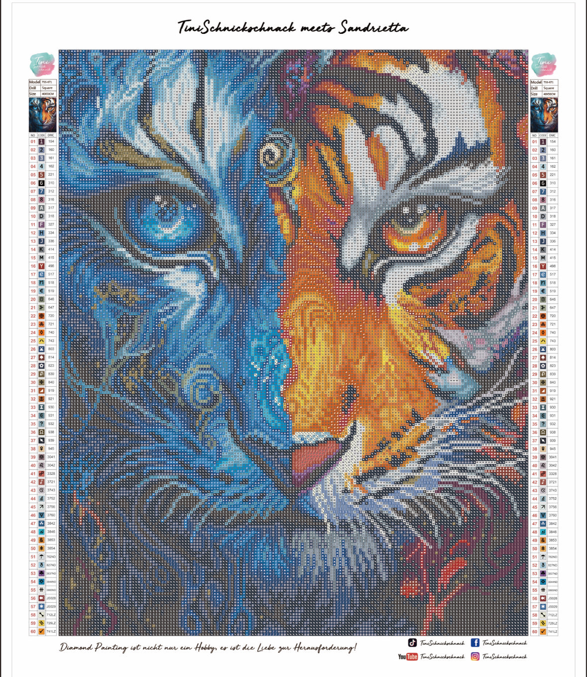 Diamond Painting Bild "Zwei Seelen" von AI-Artist Sandrietta_ai (inkl. Feenstaub) 40x50cm TSS-671