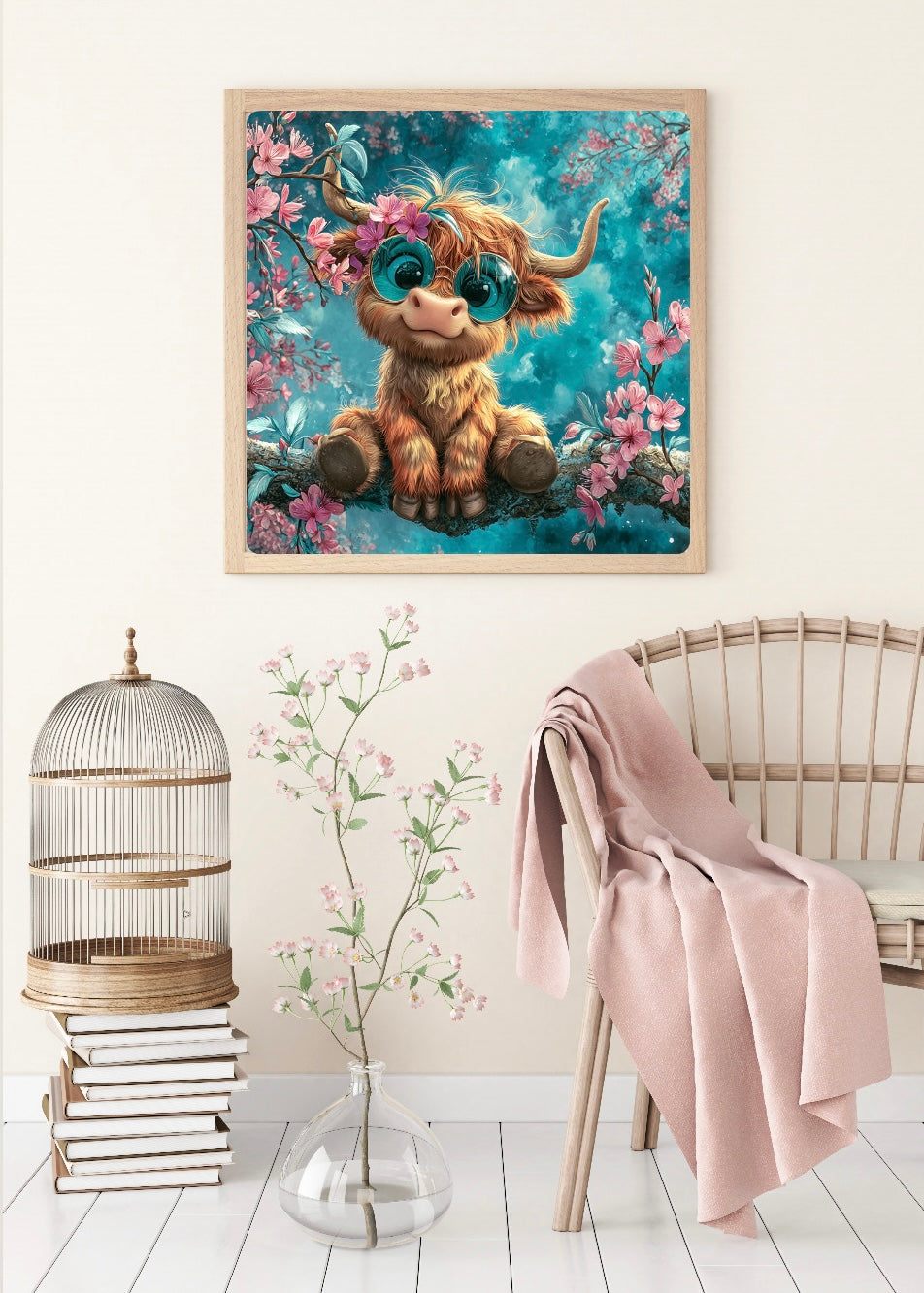 Diamond Painting Bild Büffelchen „Bino“ von AI-Artist Sandrietta_ai (inkl. Feenstaub) 50x50cm TSS-719