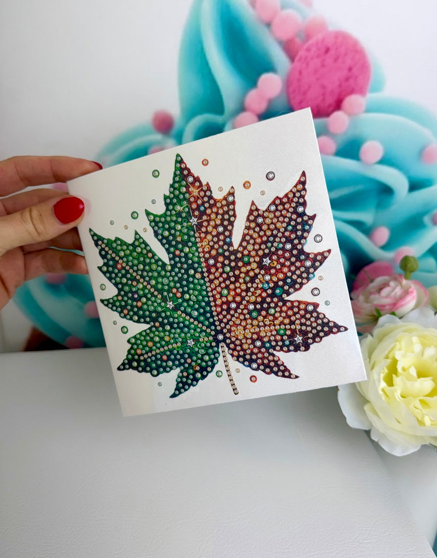 Diamond Painting "Herbstblatt" Grußkarten 6er Set (K57)