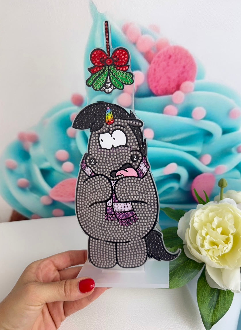 Diamond Painting Pummeleinhorn XMAS Aufsteller "Nistelzweig" Grummeleinhorn 15x20cm AH251