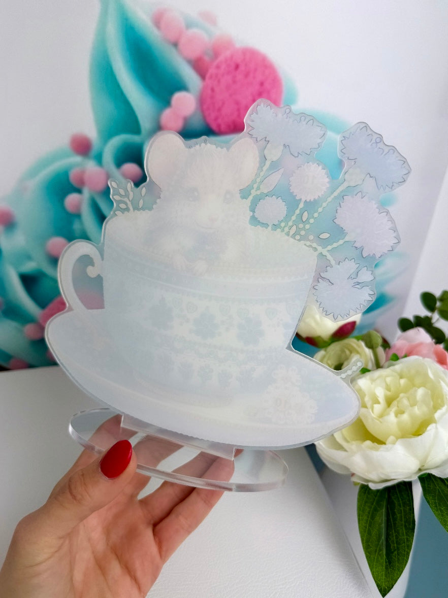 Diamond Painting Aufsteller "Mäuschens Teetasse" 19x19cm (AH511)