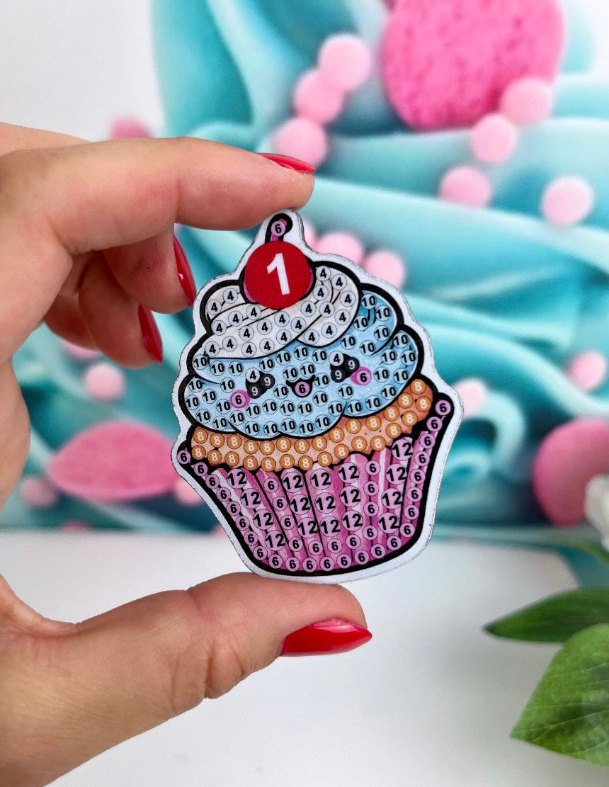 Diamond Painting Magnete "Cupcakes" 6Stk