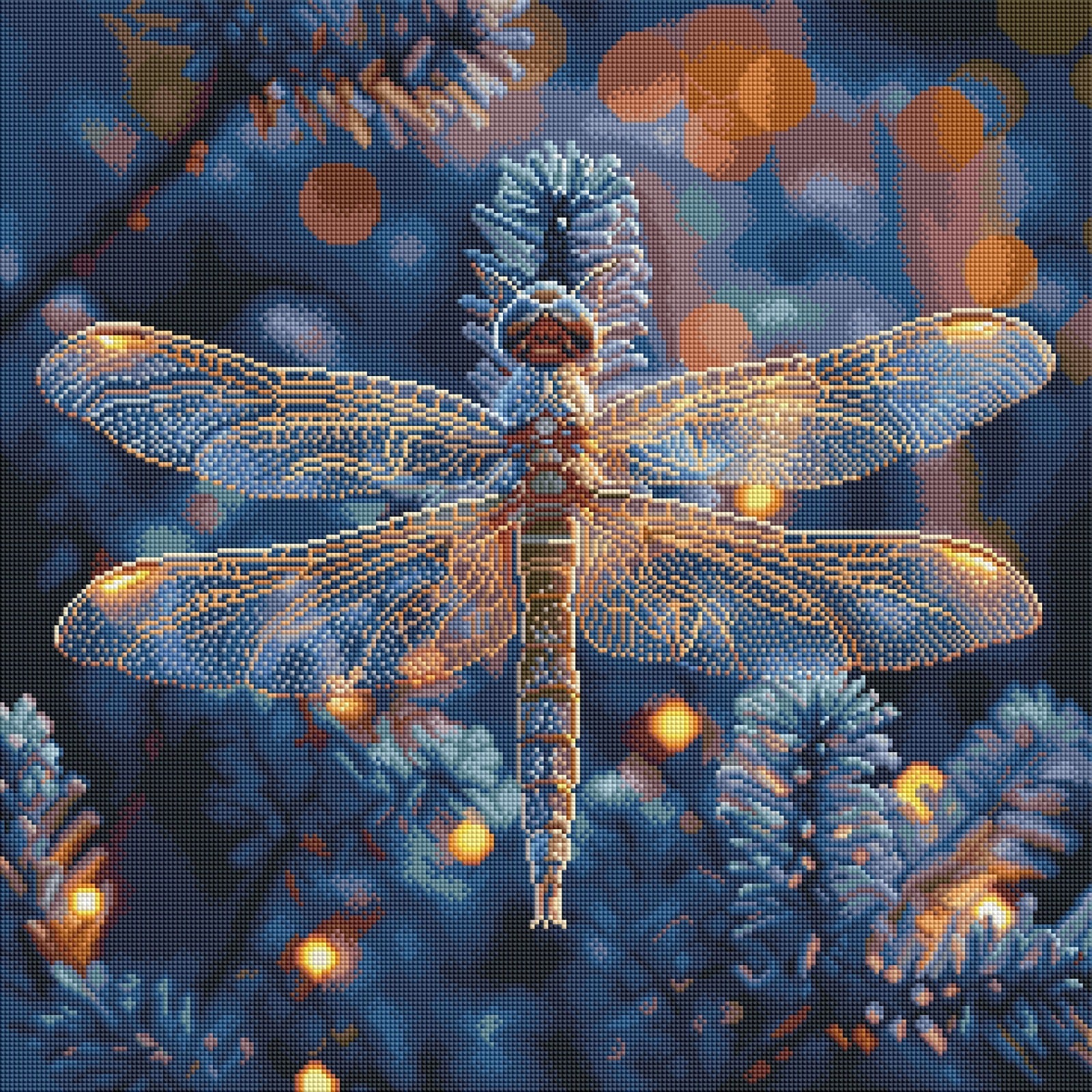 Diamond Painting Bild Libelle "Tanz im Abendtau" von TiniSchnickschnack 60x60cm (inkl. Feenstaub) TSS-646