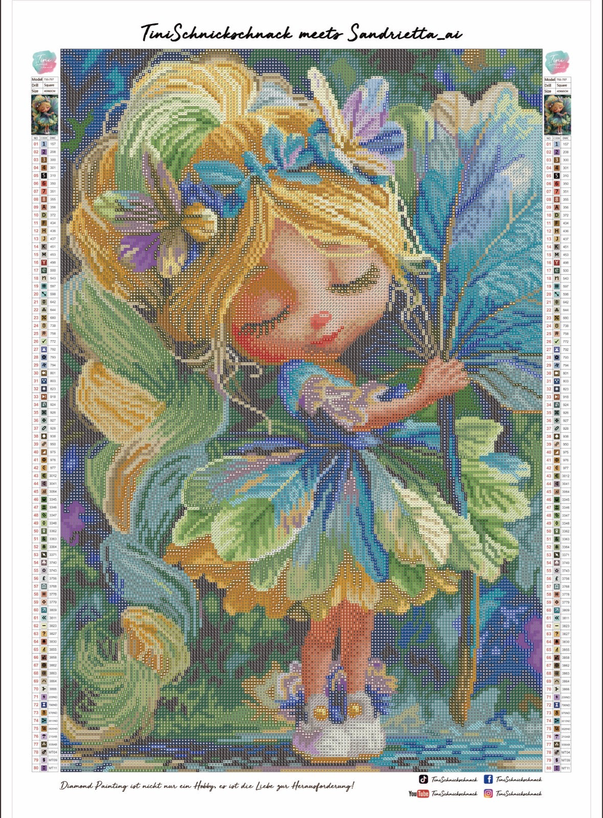 Diamond Painting Bild "Püppi Flora" von AI-Artist Sandrietta_ai (inkl. Feenstaub) 40x60cm TSS-737