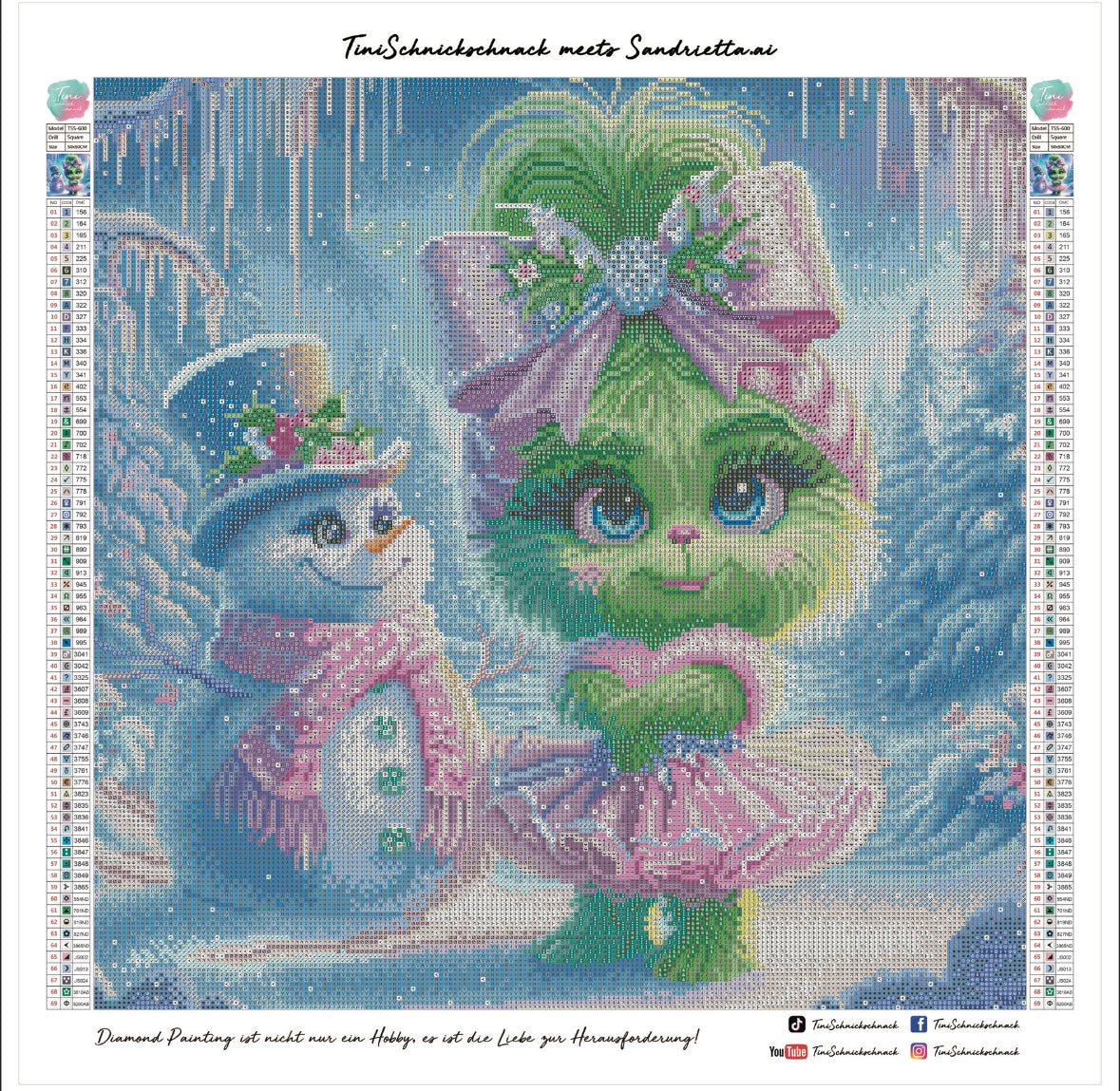 Diamond Painting Bild "Mina Schneefluff" von AI-Artist Sandrietta_ai (inkl. Feenstaub) 50x50cm TSS-600