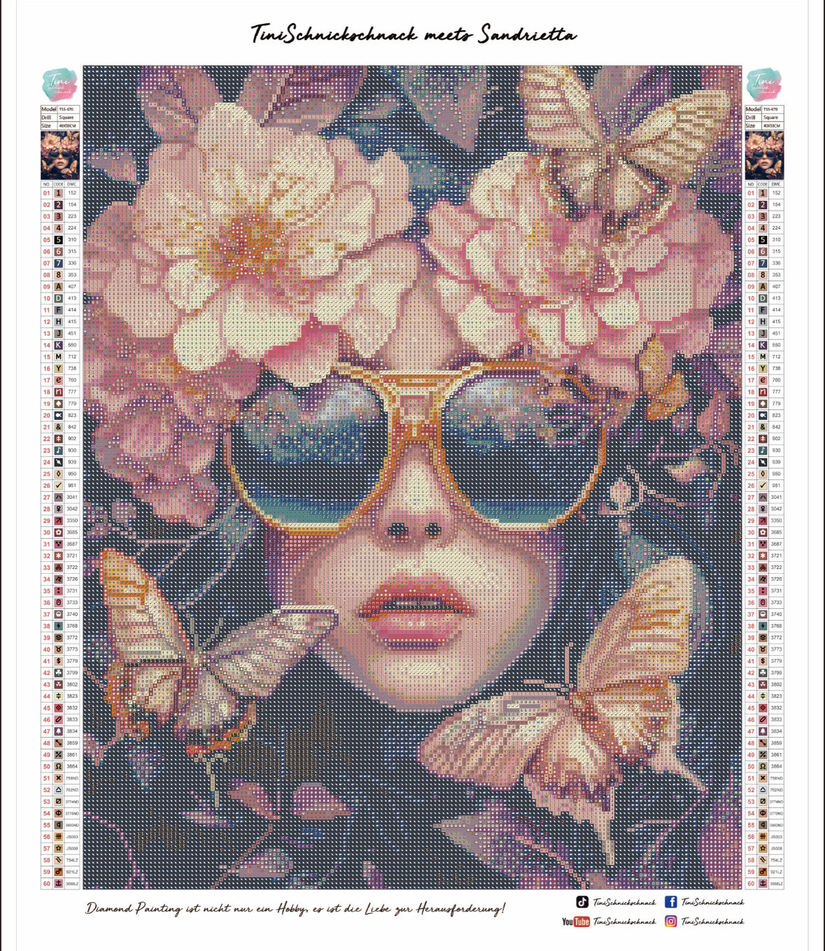 Diamond Painting Bild "Kiss of Butterflies" von AI-Artist Sandrietta_ai (inkl. Feenstaub) 40x50cm TSS-670