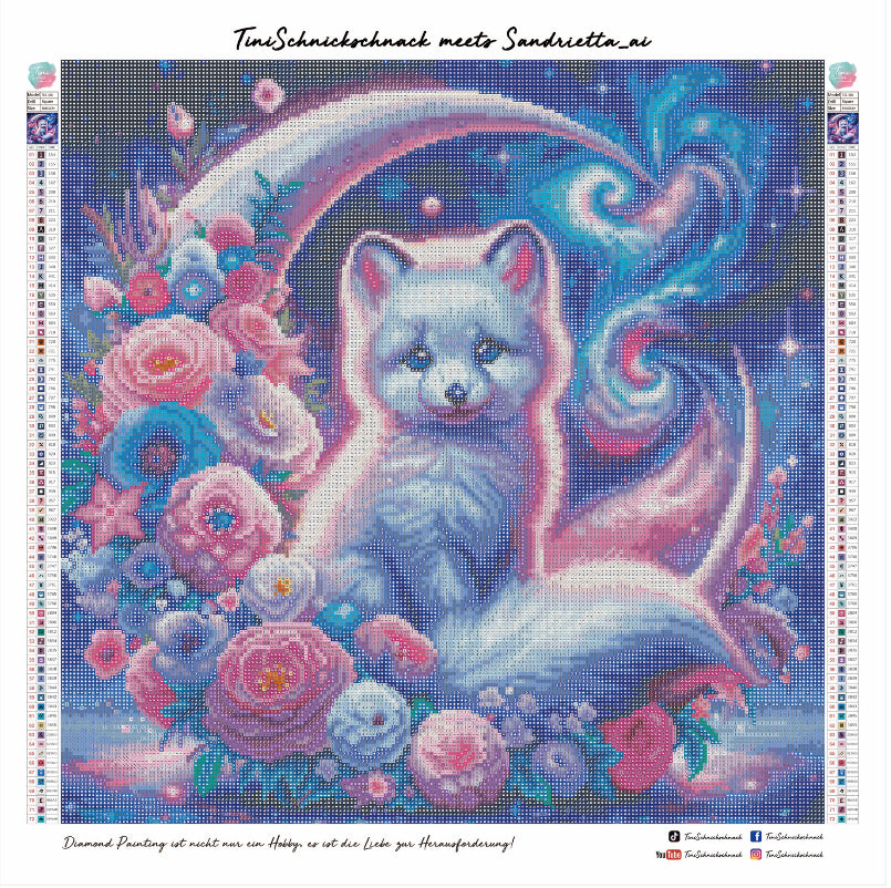 Diamond Painting Bild Fuchs "Snowball" von AI-Artist Sandrietta.ai 50x50cm (inkl. Fairy Dust)