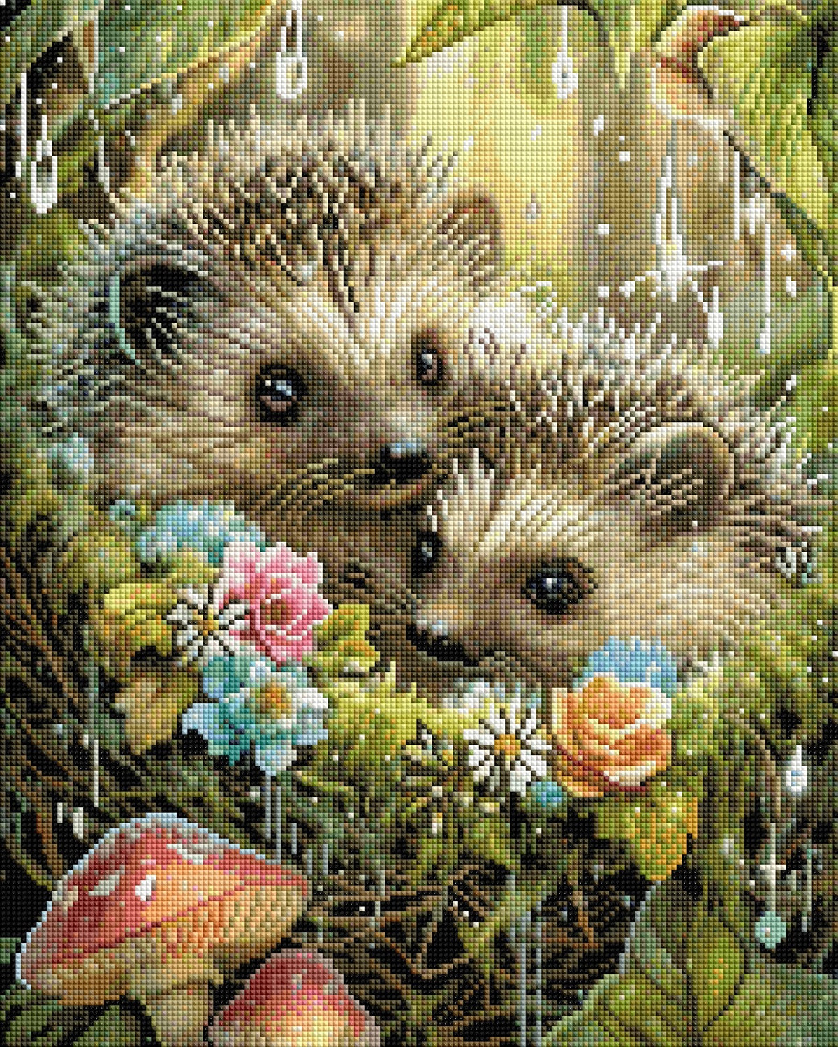 Diamond Painting Bild "Kuscheliges Igelnest" von AI-Artist Sandrietta_ai (Sondersteine-Special) 40x50cm TSS-894