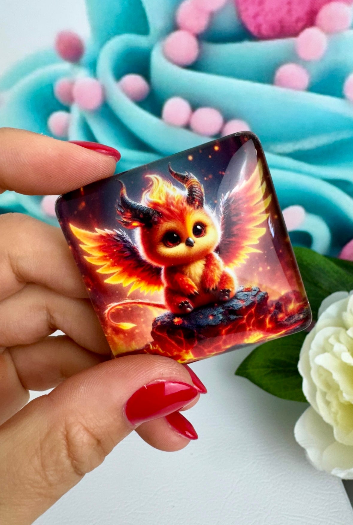 Diamond Painting Cover Minder Feuerwesen Vogel "Pyrelle" (CM)