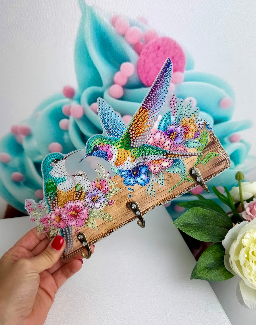Diamond Painting Schlüsselbrett "Kolibri" 14x24cm