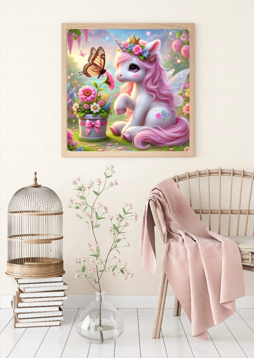Diamond Painting Bild Einhorn "Flocke" von AI-Artist Sandrietta.ai 50x50cm (inkl. Fairy Dust) TSS-499